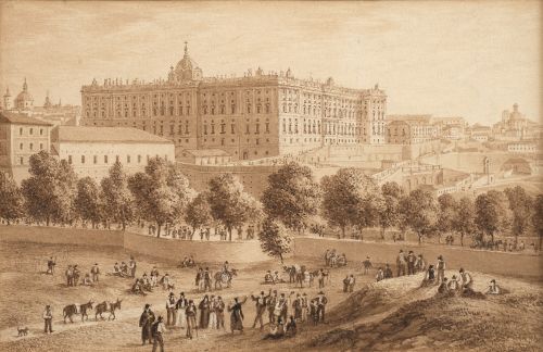 ATRIBUIDO A THOMAS ALLOM (1804-1872)Vista de Madrid: el P