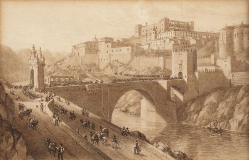 ATRIBUIDO A THOMAS ALLOM  (1804-1872)Vista de Toledo toma