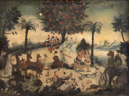ESCUELA ANDINA, SIGLO XVIIIAdán y Eva en el paraiso1768
