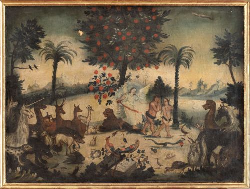 ESCUELA ANDINA, SIGLO XVIIIAdán y Eva en el paraiso1768