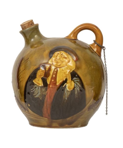 Botella "Kingsware" de cerámica esmaltada, con bebedor de c