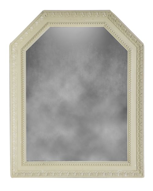 Espejo de madera tallada y lacada de verde con contarios y 