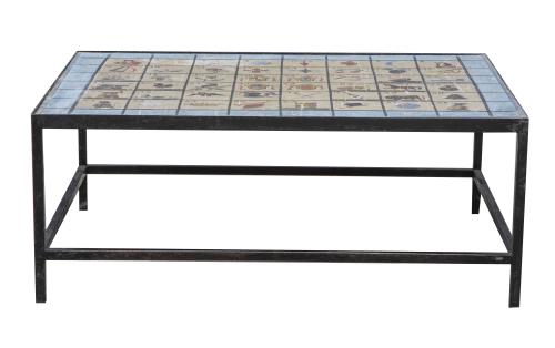 Tablero pintado con escudos en el centro, S. XIX, sobre sop