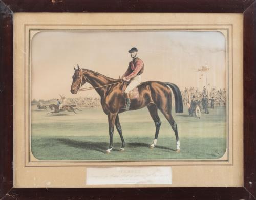 ESCUELA INGLESA, SIGLO XIXPareja de litografías de jockeys