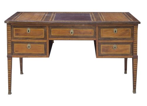 Mesa Carlos IV de despacho de madera frutal con marquetería