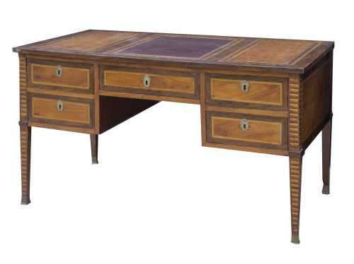 Mesa Carlos IV de despacho de madera frutal con marquetería