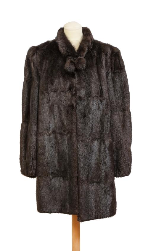 Abrigo vintage NELSY CHELALA en piel de visón marrón oscuro