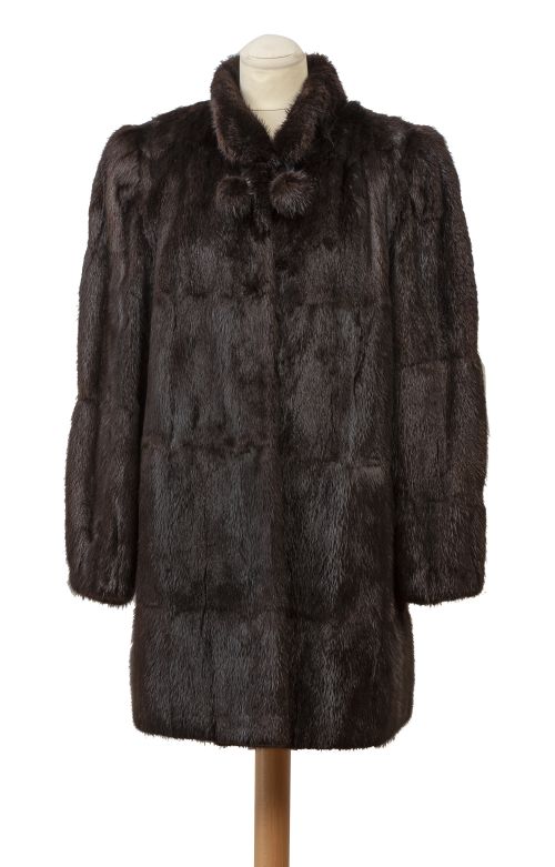 Abrigo vintage NELSY CHELALA en piel de visón marrón oscuro