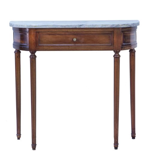 Consola de madera de caoba con tapa de mármol.S. XX.