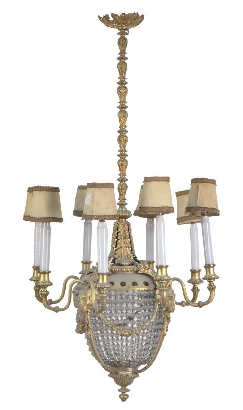 Lámpara de cristal y bronce dorado de estilo Luis XVI de oc