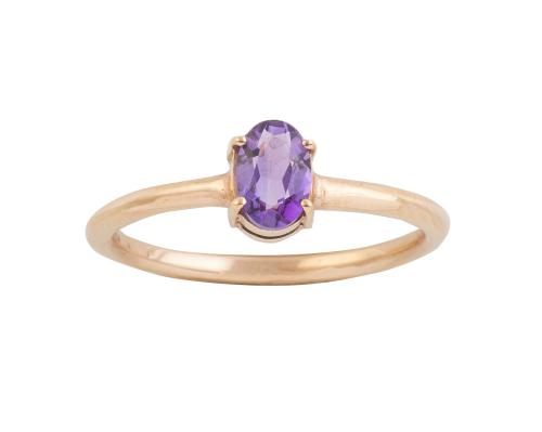Sortija con amatista oval de 0,38 ct central