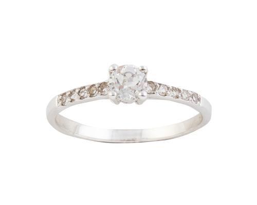 Sortija solitario de topacios blancos con centro de 0,35 ct