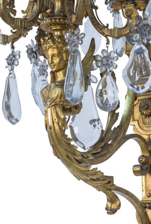 Pareja de apliques Napoleón IIII de nueve brazos de luz en 