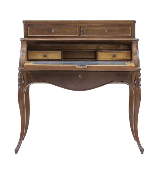 Bureau en pente Napoleón III en madera de caoba, con interi