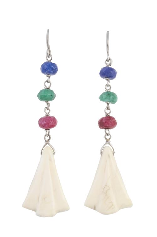 Pendientes largos con diseño de abanico de marfíl, que pend