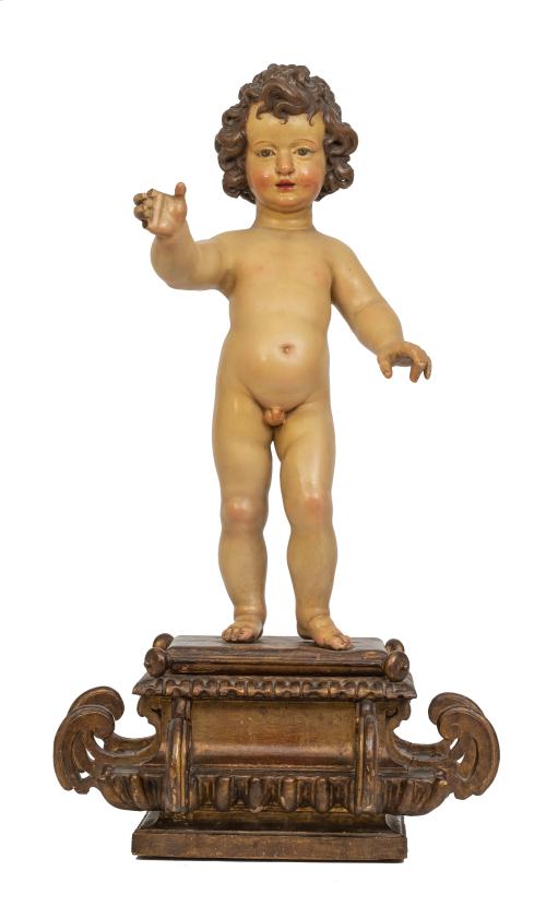 Niño Jesús.Escultura de madera tallada y policromada, con