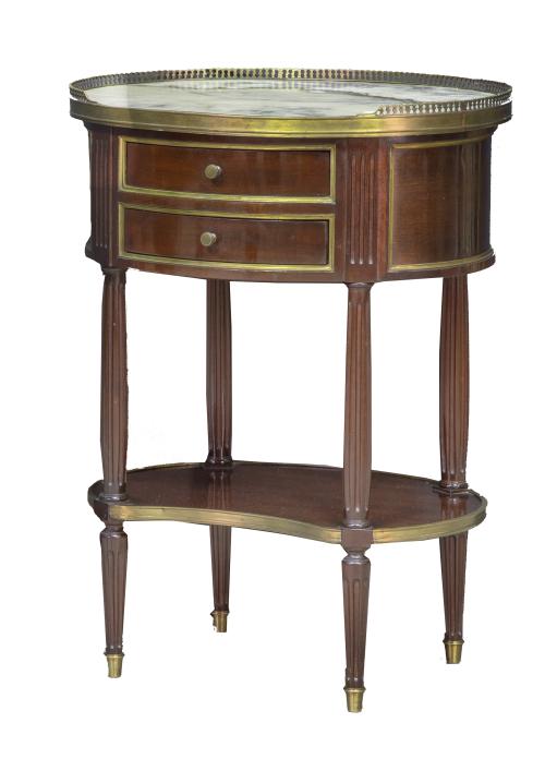 Mesa auxiliar de rinón de estilo Luis XVI de madera de caob