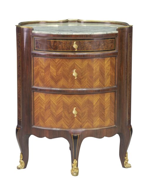 Pequeña cómoda de madera de palo de rosa, palo de violeta y