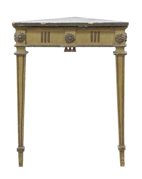 Consola rinconera Carlos IV de madera tallada y policromada