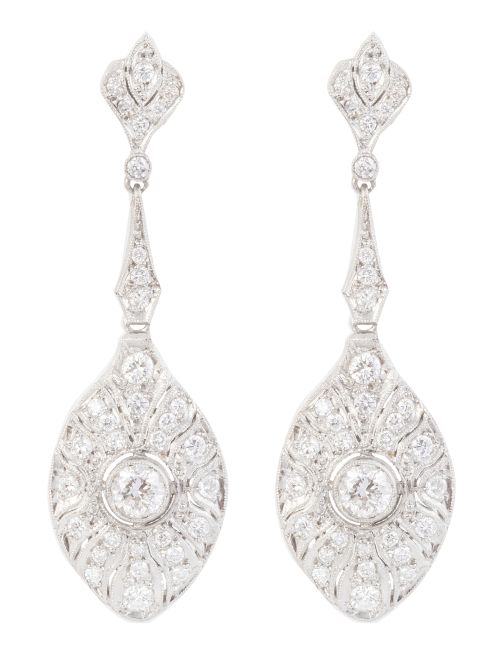 Pendientes largos de brillantes estilo Art-Decó, con forma 