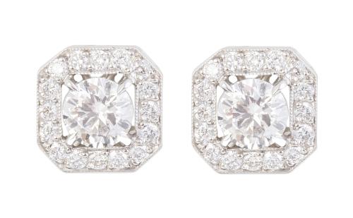 Pendientes octogonales con brillante central de 0,50 ct, or