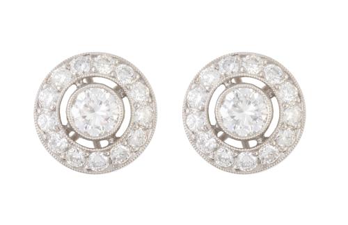 Pendientes ojos de perdiz de brillantes estilo Art-Decó, co