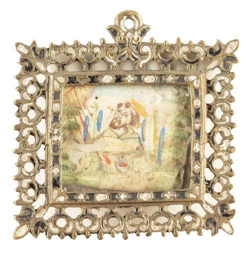 "Los estigmas de San Francisco".Medalla devocional con ma