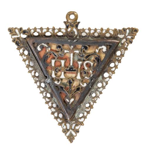 "San Teresa de Jesús".Firmeza de bronce dorado y esmalte,