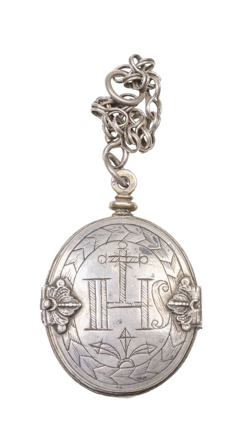 Relicario triple de viaje de dos vitrales con San Francisco