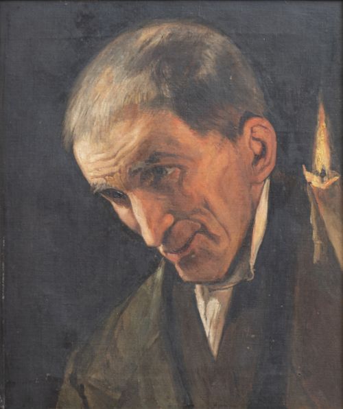 ESCUELA ESPAÑOLA, SIGLO XIXRetrato de anciano con vela