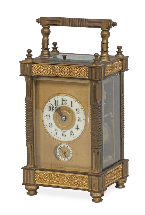 Reloj de "carruaje" de bronce dorado.Legarreta, Bilbao, p