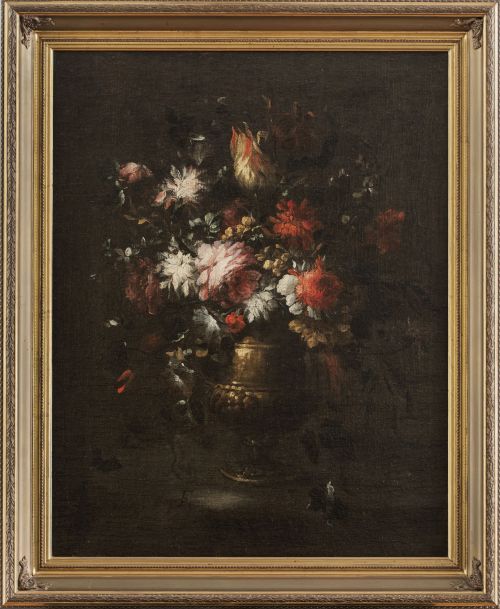 MAGARITA CAFFI  (Milán, 1648 - 1710)Jarrón de flores sobr