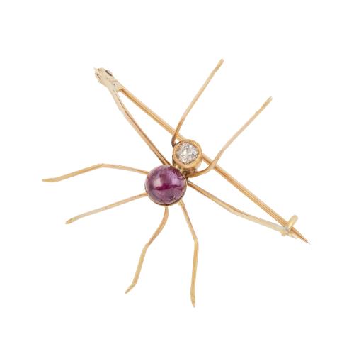 Broche araña c.1920, con cabeza de chatón de brillante de 0