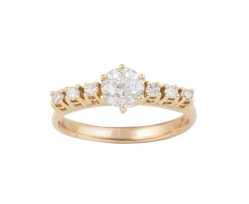 Sortija francesa con brillante elevado de 0,60 ct aprox. en