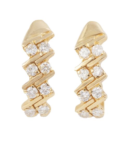 Pendientes con banda de brillantes engastados en parejas en