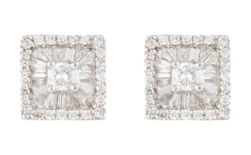 Pendientes cuadrados de brillantes y diamantes talla trapec