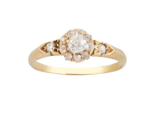 Sortija S. XIX con rosetón de brillantes de talla antigua e