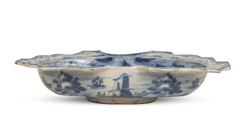 Bacía de doble escotadura de cerámica esmalttada en azul y 