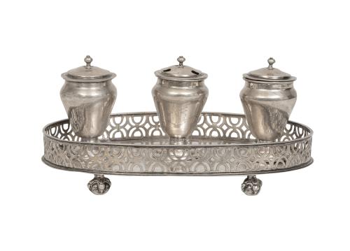 Escribanía Carlos IV de plata en su color Con marcas.Migu