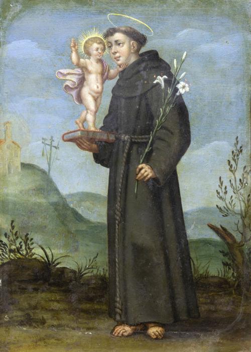 ESCUELA ESPAÑOLA, H. 1700San Antonio con el Niño sobre un