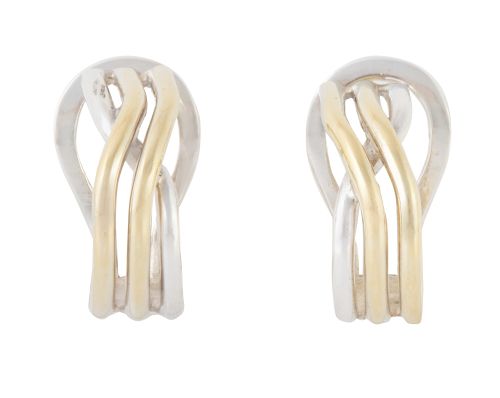 Pendientes PUIG DORIA con dos hilos de oro amarillo, combin