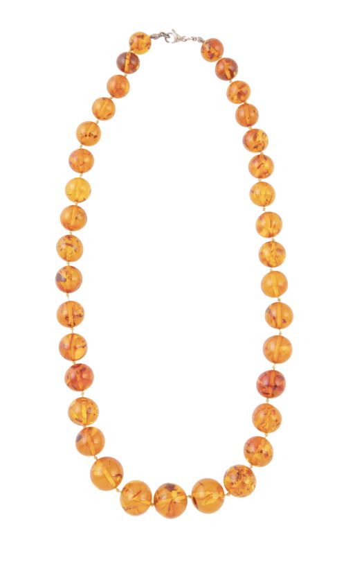 Collar de un hilo de cuentas esféricas de ámbar de tamaño c