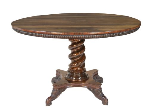 Velador de madera tallada de palosanto y palosanto imitado,