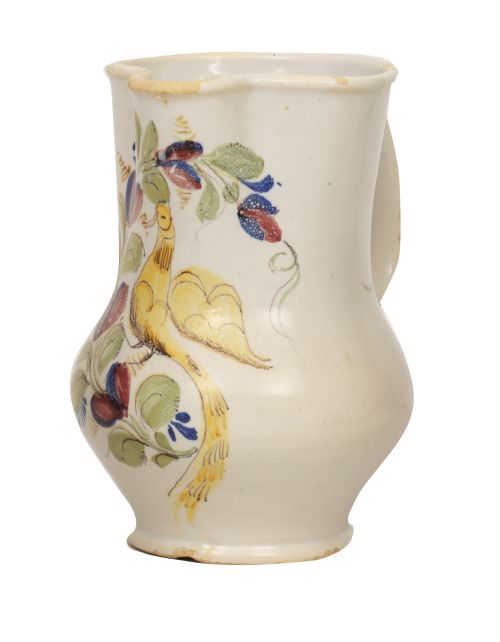 Jarro de cerámica esmaltada con "pardalot" en una ramaMan