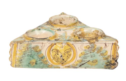 Especiero de cerámica esmaltada de la serie polícroma.Tal