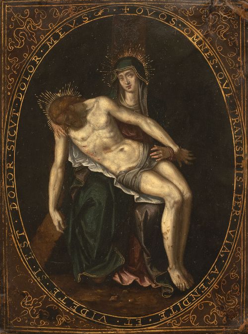 ESCUELA FLAMENCA, SIGLO XVIIPiedad inserta en un óvalo fi