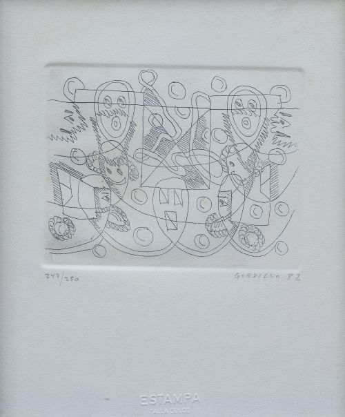 LUIS GORDILLO (Sevilla, 1934)Lote de cuatro grabados 