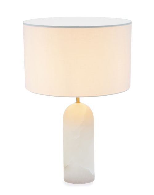 Lámpara de mesa "Pura Kelo" con pie de alabastro blanco.S