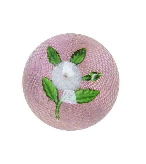 Pisapapeles con flor blanca y retícula en rosa.Clichy, (1