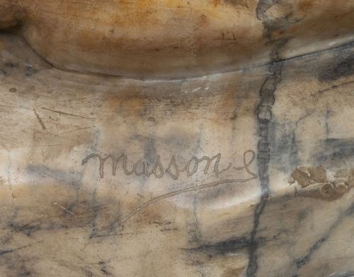 Clovis Edmond Masson (1838 - 1913).Tigre de mármol tallad